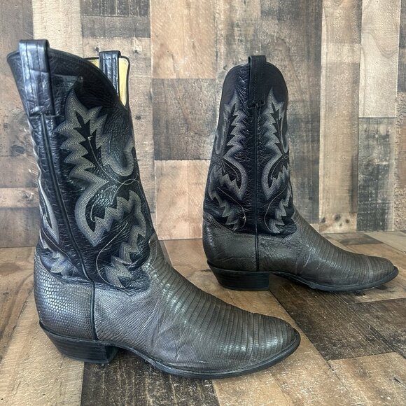 Panhandle Slim Vintage Teju Lizard Western Cowboy Boots Mens 11 D - Picture 11 of 12